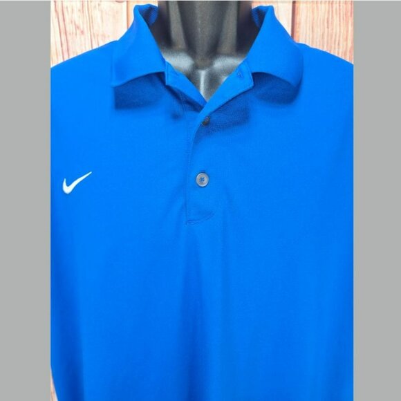 Nike Golf Blue Dri-Fit Mens Polo XL Short Sleeve Lightweight Breathable - Picture 2 of 8